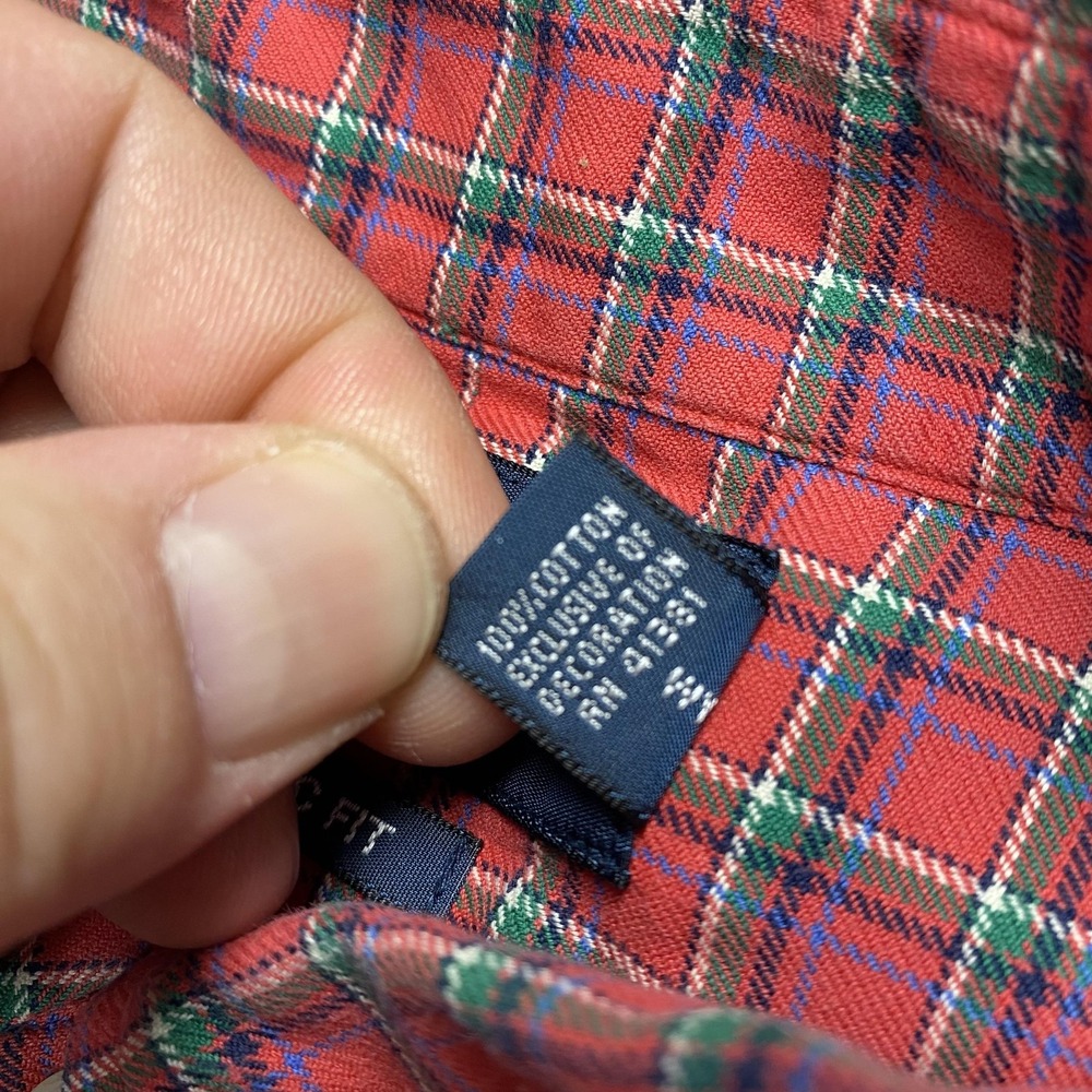 Ralph‎ Lauren Shirt Mens Large Red Green Plaid Classic Fit Button Down Cotton - Picture 5 of 9